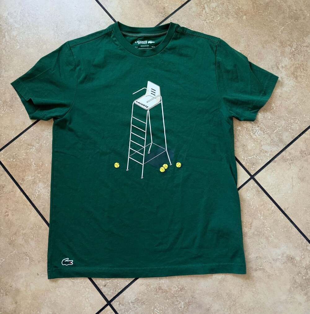 Lacoste Sport Men's Tennis Heritage Print T-Shirt Green Size M